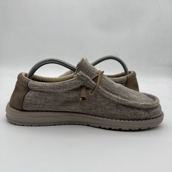 Hey Dude Wally Ascend Woven Walnut Brown Slip On Unisex Men's 9/Womens 11 Shoes - Picture 4 of 15